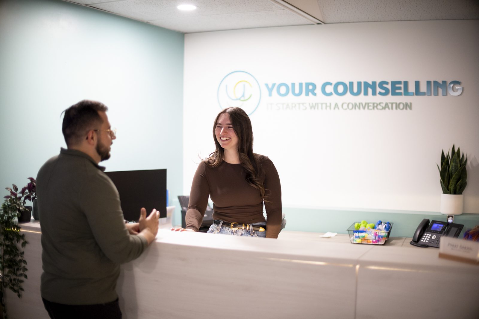 A warm welcome at the Your Counselling reception in Calgary
